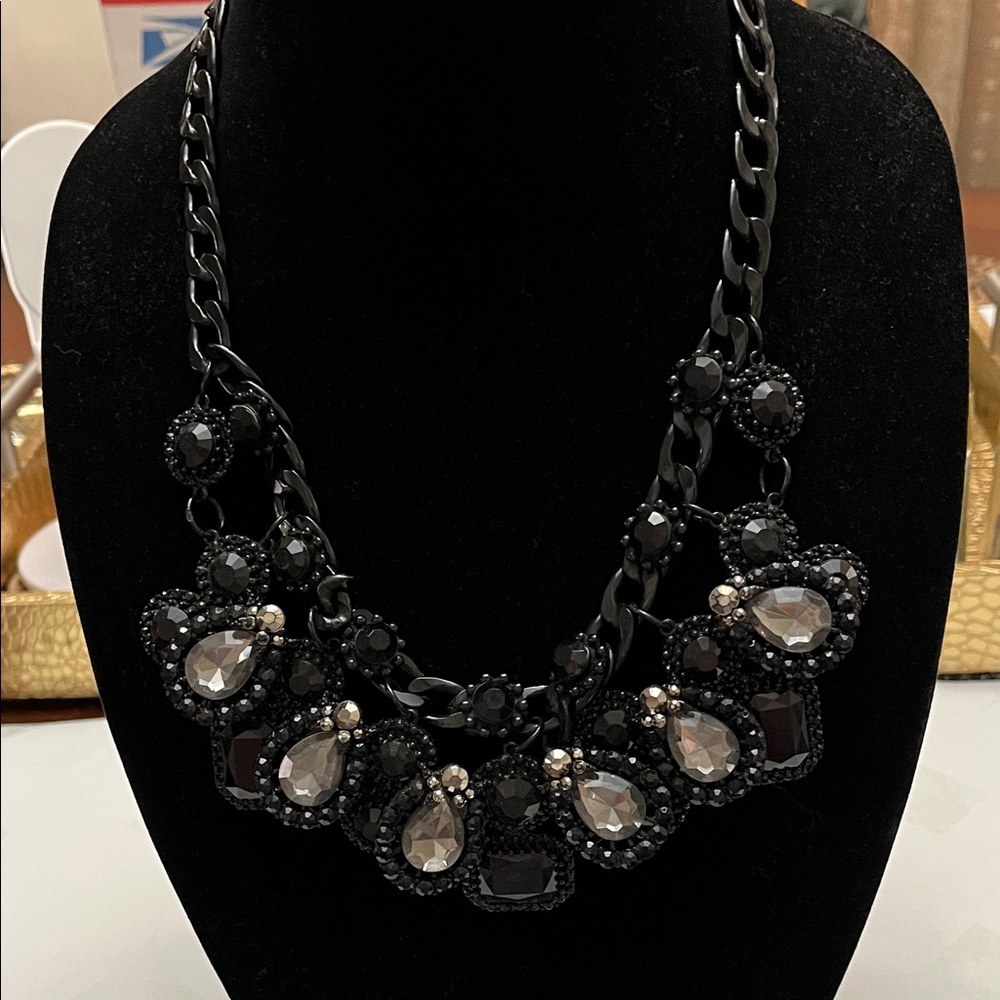 Elegant Black and Silver Statement Necklace